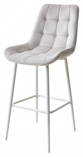 Барный стул ХОФМАН, цвет H-09 Светло-серый, велюр / белый каркас М-City в Златоусте - zlatoust.ok-mebel.com | фото