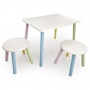 Детский комплект стол и два табурета круглых  (Белый, Белый, Цветной) в Златоусте - zlatoust.ok-mebel.com | фото