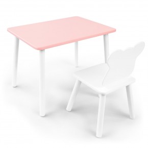 Детский комплект стол и стул «Мишка» Rolti Baby (розовый/белый, массив березы/мдф) в Златоусте - zlatoust.ok-mebel.com | фото