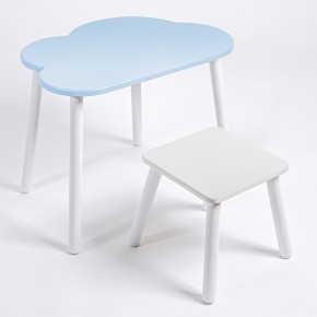 Детский комплект стол ОБЛАЧКО  и табурет Rolti Baby (голубая столешница/белое сиденье/белые ножки) в Златоусте - zlatoust.ok-mebel.com | фото