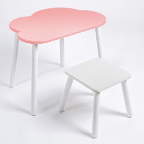 Детский комплект стол ОБЛАЧКО  и табурет Rolti Baby (розовая столешница/белое сиденье/белые ножки) в Златоусте - zlatoust.ok-mebel.com | фото