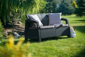 Диван пластиковый Корфу (Corfu love seat) графит в Златоусте - zlatoust.ok-mebel.com | фото 2