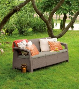 Диван пластиковый Корфу Макс (Corfu love seat max) капучино - песок в Златоусте - zlatoust.ok-mebel.com | фото 2