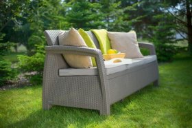 Диван пластиковый Корфу Макс (Corfu love seat max) капучино - песок в Златоусте - zlatoust.ok-mebel.com | фото 3