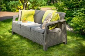 Диван пластиковый Корфу Макс (Corfu love seat max) капучино - песок в Златоусте - zlatoust.ok-mebel.com | фото 4