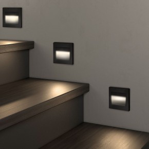 DK3050-BK Светильник встраиваемый в стену, IP 20, LED 3000, 1 Вт, черный пластик в Златоусте - zlatoust.ok-mebel.com | фото 3
