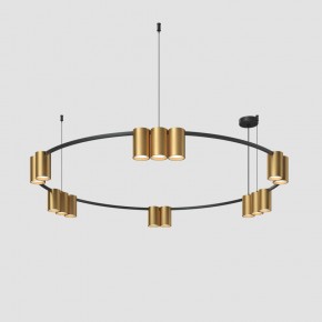 DK4067-BK+SG Подвесной светильник ORBIT, IP20, 15xGU10 LED, до 15 Вт, черный + сатинированное золото, алюминий в Златоусте - zlatoust.ok-mebel.com | фото