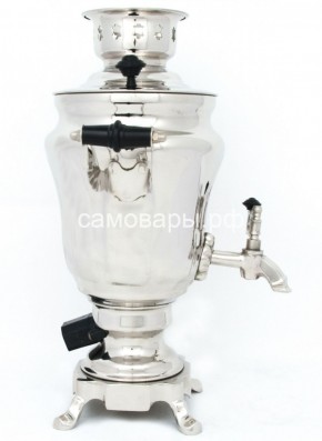 Электрический самовар из латуни никелированный на 1,5 литра форма "Тюльпан" с защитой от выкипания в Златоусте - zlatoust.ok-mebel.com | фото 3