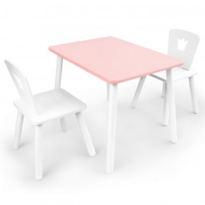 Комплект детской мебели стол и два стула Корона  (Розовый/Белый/Белый) в Златоусте - zlatoust.ok-mebel.com | фото