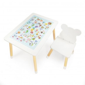 Комплект детской мебели стол и стул Мишутка с накладкой Алфавит (Белый/Белый/Береза) в Златоусте - zlatoust.ok-mebel.com | фото 2
