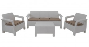 Комплект уличной мебели Yalta Premium Terrace Triple Set (Ялта) белый (+подушки под спину) в Златоусте - zlatoust.ok-mebel.com | фото