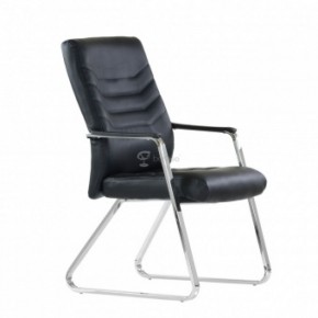 Кресло Barneo K-25 для посетителей и переговорных (хром, черная экокожа) в Златоусте - zlatoust.ok-mebel.com | фото