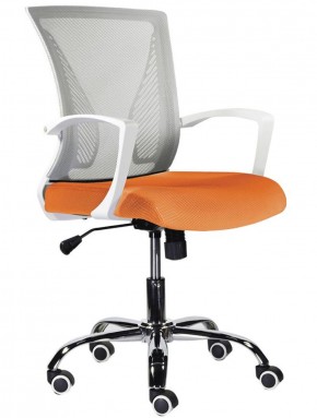 Кресло BRABIX "Wings MG-306", пластик белый, хром, сетка, серое/оранжевое, 532011 в Златоусте - zlatoust.ok-mebel.com | фото
