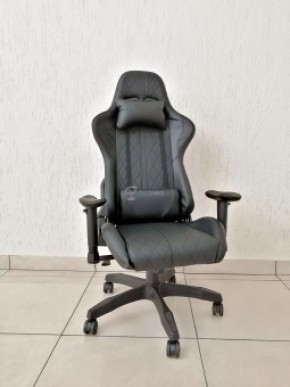 Кресло геймерское Barneo K-52 (черная экокожа черные вставки) в Златоусте - zlatoust.ok-mebel.com | фото