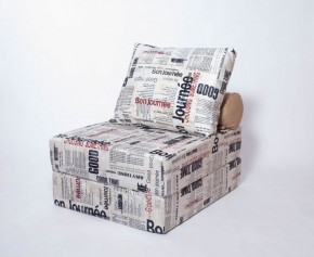 Кресло-кровать-пуф бескаркасное Прайм (Газета) в Златоусте - zlatoust.ok-mebel.com | фото