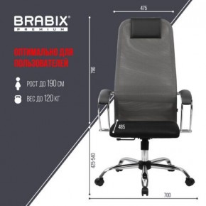 Кресло офисное BRABIX PREMIUM "Ultimate EX-800" хром, плотная двойная сетка Х2, черное/серое, 532912 в Златоусте - zlatoust.ok-mebel.com | фото 3