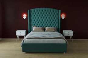 Кровать Берлин ЛЮКС с ПМ 800 (велюр бирюзовый) в Златоусте - zlatoust.ok-mebel.com | фото 2