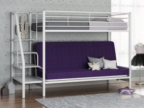 Кровать двухъярусная с диваном "Мадлен-3" (Белый/Фиолетовы) в Златоусте - zlatoust.ok-mebel.com | фото 1