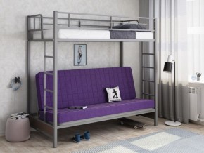 Кровать двухъярусная с диваном "Мадлен" (Серый/Фиолетовый) в Златоусте - zlatoust.ok-mebel.com | фото 1
