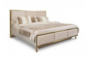 Кровать Lara 1600 с мягким изголовьем + основание (бежевый глянец) в Златоусте - zlatoust.ok-mebel.com | фото