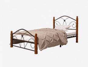 Кровать "Селена 1" Черная (900*2000) (ножки-махагон) с коваными элементами в Златоусте - zlatoust.ok-mebel.com | фото