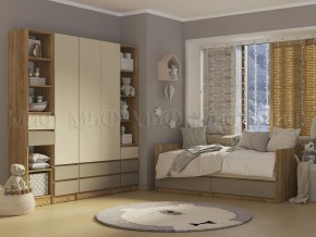 ЧЕЛСИ Color Кровать с ящиками 800 с настилом ЛДСП (Слоновая кость/Глиняный серый/Дуб крафт) в Златоусте - zlatoust.ok-mebel.com | фото 2