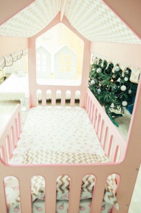 Кровать-домик без ящика 800*1600 (Розовый) в Златоусте - zlatoust.ok-mebel.com | фото 3