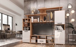 МИНИ-2 Гостиная (МДФ) Белый глянец/Дуб Крафт в Златоусте - zlatoust.ok-mebel.com | фото