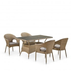 Обеденный комплект плетеной мебели T198B/Y79B-W56 Light Brown (4+1) в Златоусте - zlatoust.ok-mebel.com | фото 1