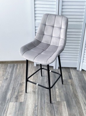 Полубарный стул ХОФМАН, цвет H-09 Светло-серый, велюр / черный каркас H=63cm М-City в Златоусте - zlatoust.ok-mebel.com | фото 4