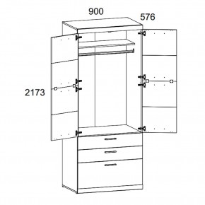 Шкаф 2D3S OSKAR , цвет дуб Санремо в Златоусте - zlatoust.ok-mebel.com | фото 3