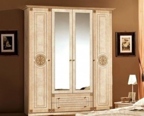 Шкаф 4-х дверный с зеркалами (02.144) Рома (беж) в Златоусте - zlatoust.ok-mebel.com | фото