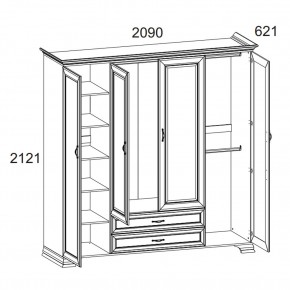 Шкаф 4D2S Z, TIFFANY, цвет вудлайн кремовый в Златоусте - zlatoust.ok-mebel.com | фото