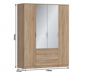 Шкаф 4х дверный с зеркалами Николь СБ-2595/1 (Дуб Сонома) в Златоусте - zlatoust.ok-mebel.com | фото 3