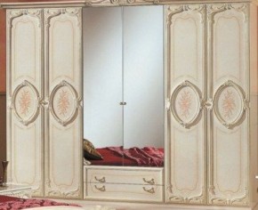 Шкаф 6-и дверный с зеркалами (01.146) Роза (беж) в Златоусте - zlatoust.ok-mebel.com | фото