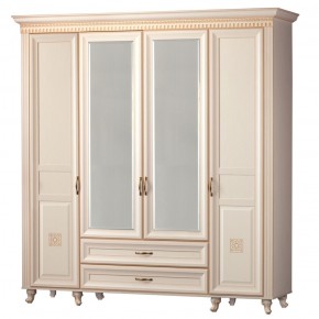 Шкаф для одежды 4-дверный с зеркалом №493 Марлен кремовый белый в Златоусте - zlatoust.ok-mebel.com | фото
