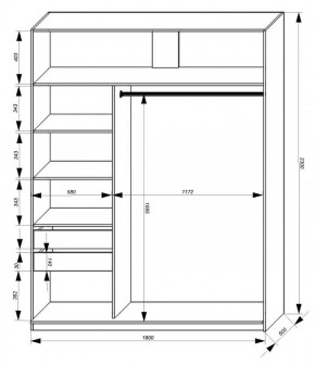 Шкаф-купе 1800 серии SOFT D1+D3+B2+PL1 (2 ящика+1штанга) профиль «Графит» в Златоусте - zlatoust.ok-mebel.com | фото 3