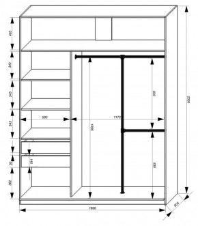 Шкаф-купе 1800 серии SOFT D8+D2+B2+PL4 (2 ящика+F обр.штанга) профиль «Графит» в Златоусте - zlatoust.ok-mebel.com | фото 3