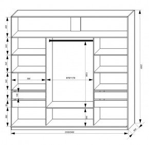 Шкаф-купе 2100 серии SOFT D2+D7+D3+B22+PL2 (по 2 ящика лев/прав+1штанга+1полка) профиль «Графит» в Златоусте - zlatoust.ok-mebel.com | фото 3