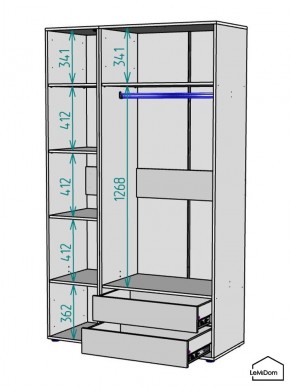 Шкаф Linnea MHR-3-2 2050х1200х510 (ДВ-М 11.1.25) в Златоусте - zlatoust.ok-mebel.com | фото 3