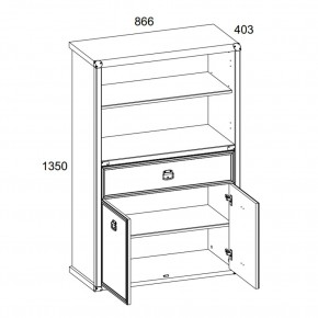 Шкаф открытый 2D1S, MAGELLAN, цвет Сосна винтаж в Златоусте - zlatoust.ok-mebel.com | фото 3