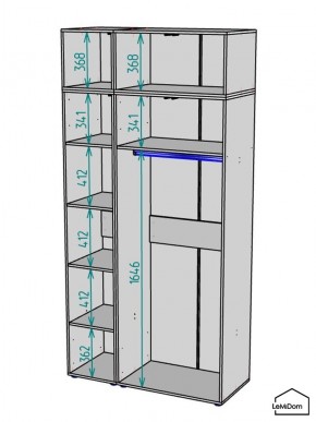 Шкаф с антресолью Linnea MHR-3POA-1 2450х1200х510 (Белый-М 11.1.2) в Златоусте - zlatoust.ok-mebel.com | фото 3