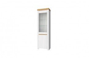 Шкаф с витриной  1V1D, TAURUS, цвет белый/дуб вотан в Златоусте - zlatoust.ok-mebel.com | фото 1