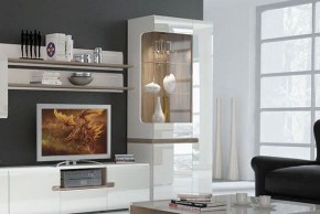 Шкаф с витриной 3D/TYP 01L, LINATE ,цвет белый/сонома трюфель в Златоусте - zlatoust.ok-mebel.com | фото 6