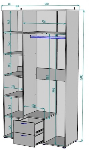 Шкаф с зеркалом Ольга H54_M в Златоусте - zlatoust.ok-mebel.com | фото 2