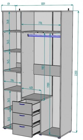 Шкаф с зеркалом Ольга H57_M в Златоусте - zlatoust.ok-mebel.com | фото 2