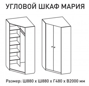 Шкаф угловой Мария 880*880 (ЛДСП 1 кат.) в Златоусте - zlatoust.ok-mebel.com | фото 2