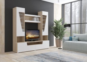 Стенка АНТАЛИЯ 2 (Сонома/Белый софт) в Златоусте - zlatoust.ok-mebel.com | фото 3