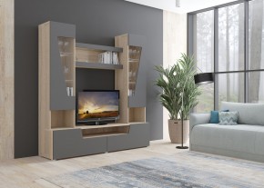 Стенка АНТАЛИЯ 2 (Сонома/Графит софт) в Златоусте - zlatoust.ok-mebel.com | фото 3