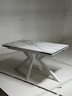 Стол Кентукки 3 140 БЕЛЫЙ МРАМОР, стекло / БЕЛЫЙ, М-City в Златоусте - zlatoust.ok-mebel.com | фото 4